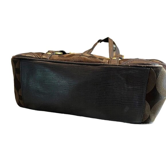 Coach Op Art Sateen chocolate color handbag - Picture 7 of 16